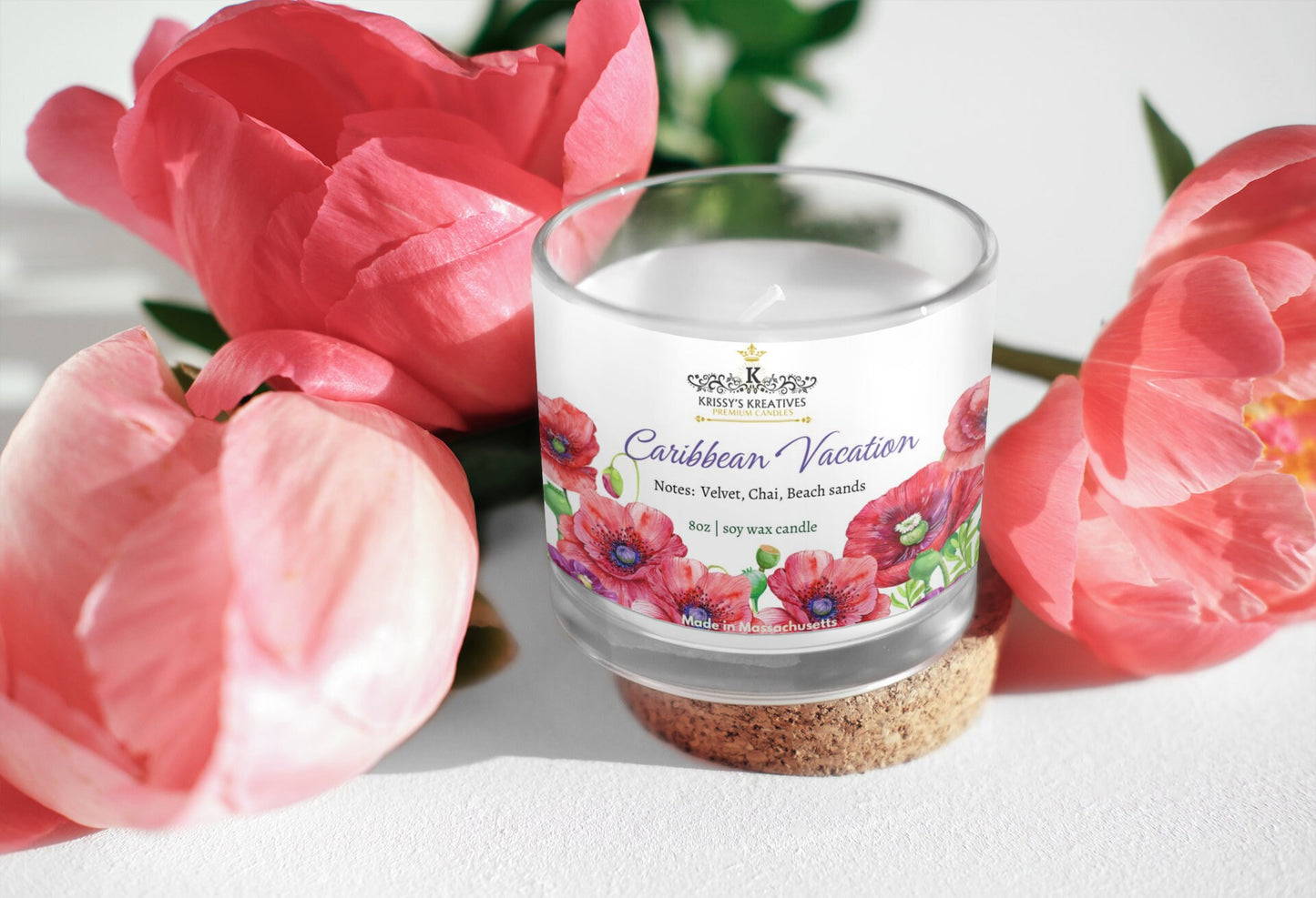 Caribbean Vacation Soy Candle, 8 ounce, Handmade, Aromatherapy, Soy Candle, Relaxation, Stress Relief, Scented Candle